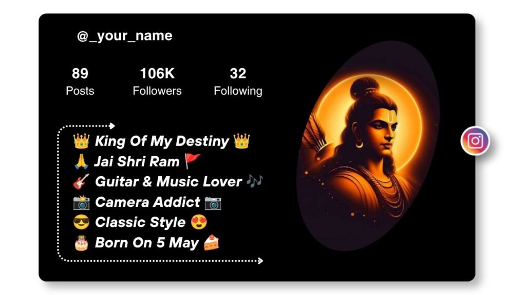 Jai Shree Ram Bio for Instagram