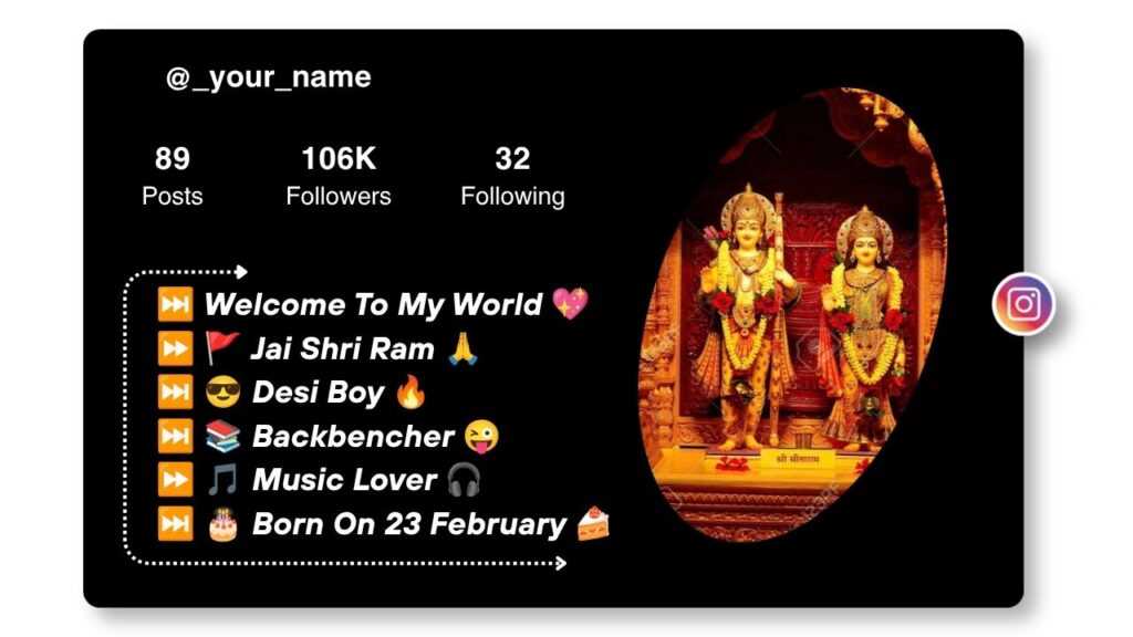 Instagram Bio Jai Shree Ram