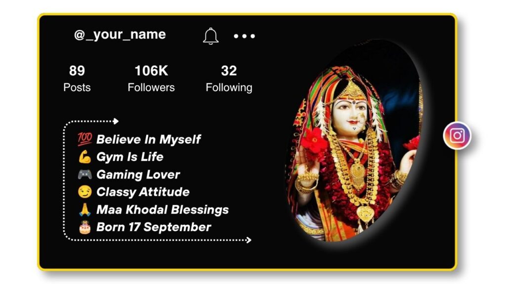Khodal Maa Bio for Instagram for Boy