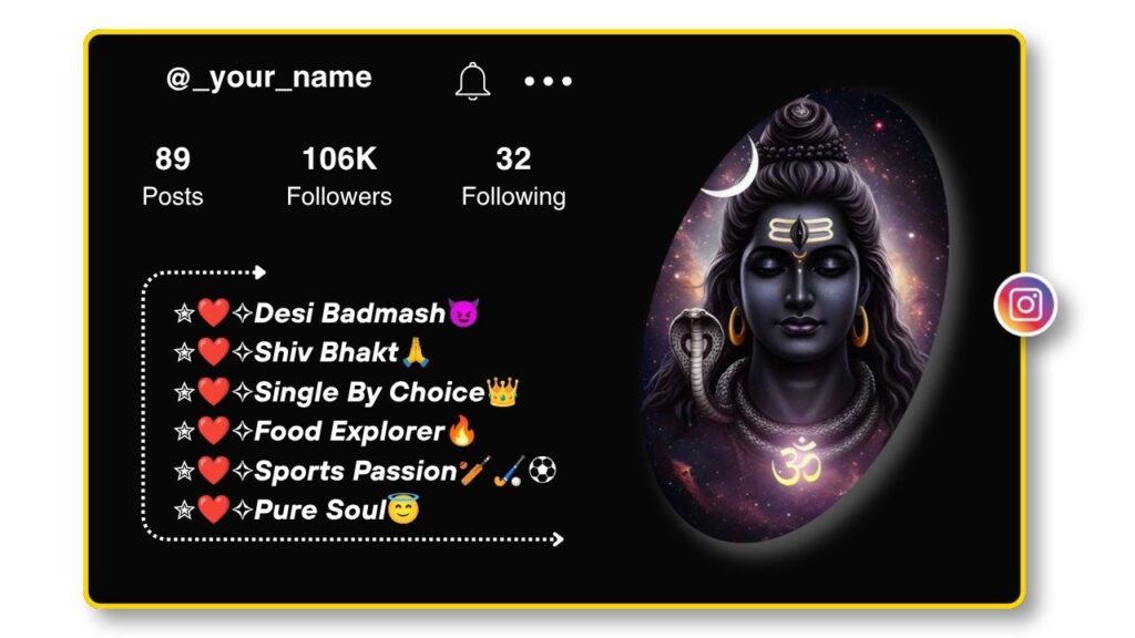 Shiv Bhakt Bio for Instagram
