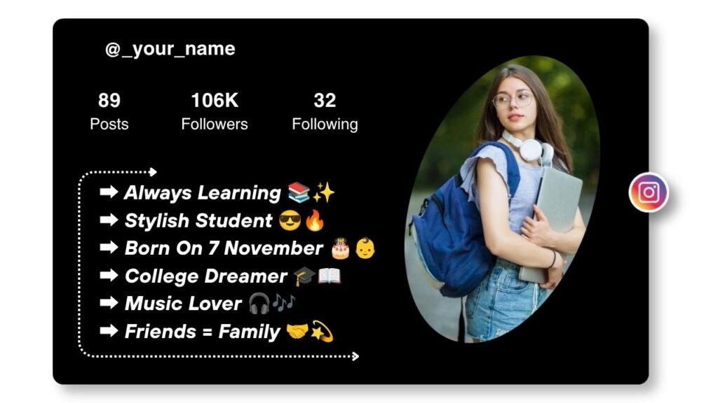 Student Bio for Instagram